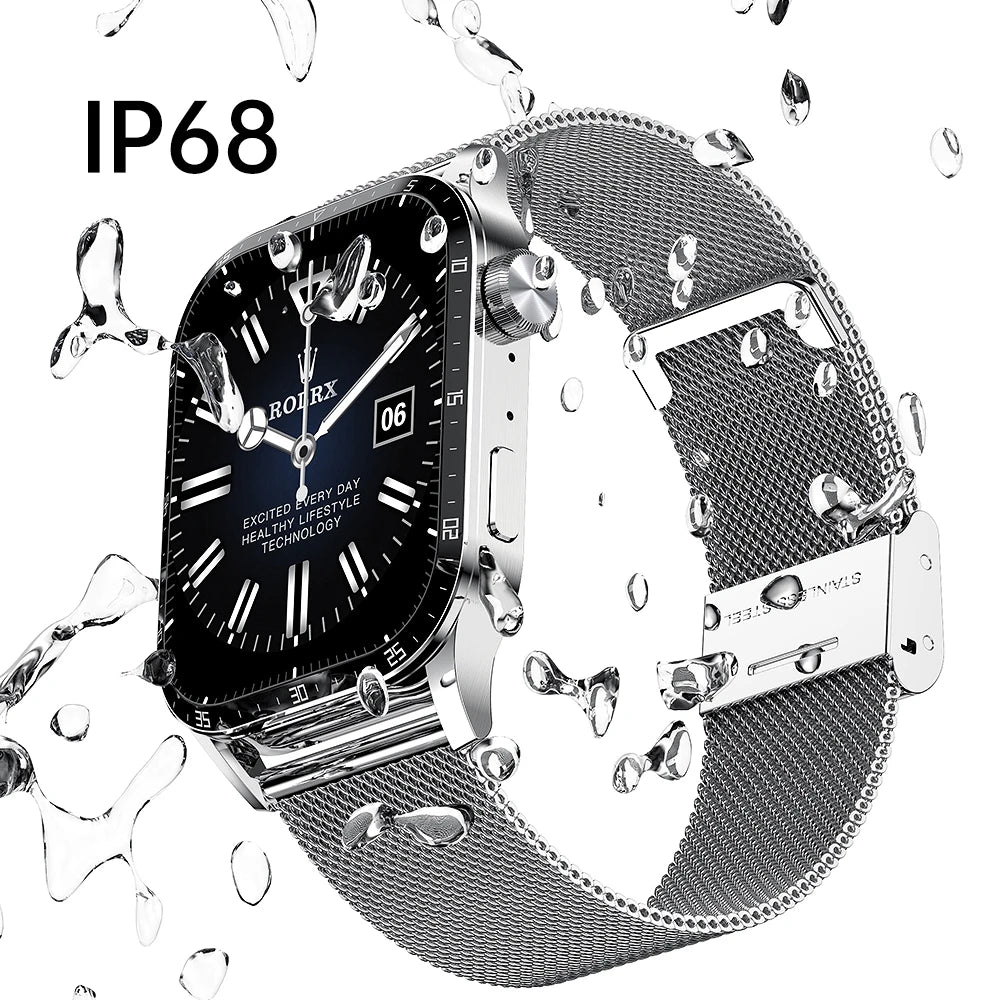 GT4 relógio inteligente para homens e mulheres, chamada Bluetooth, monitor de saúde IP68, impermeável esporte fitness rastreador
